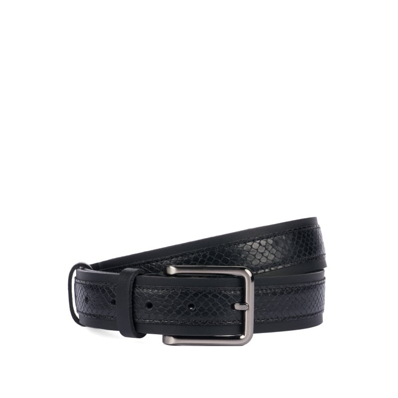 Ceinture hommes 18b noir+serpent noir