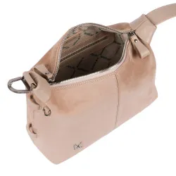 Sac à main femme 037-1g 01 cuir velours nude