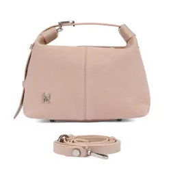 Sac à main femme 037-1g 01 cuir velours nude