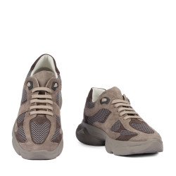 Baskets femme 6102 sable velours combiné