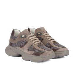 Baskets femme 6102 sable velours combiné