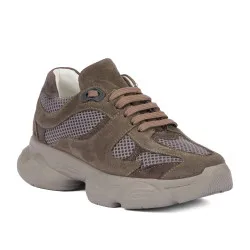 Chaussures de sport femme 6102 sable velours combiné 01