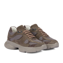 Chaussures de sport femme 6102 sable velours combiné 01