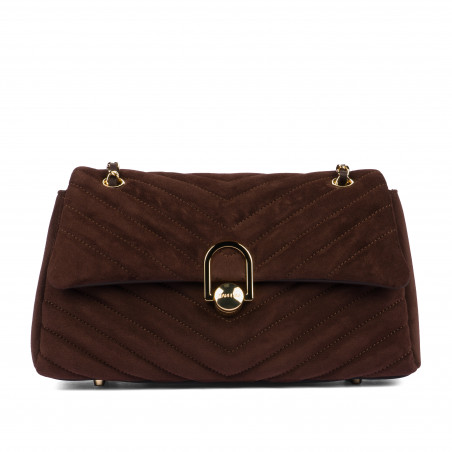 Sac à main femme bandoulière 052g en daim café