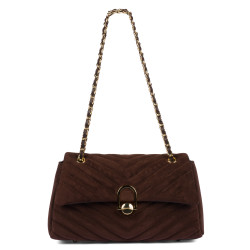 Sac à main femme bandoulière 052g en daim café
