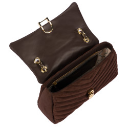 Sac à main femme bandoulière 052g en daim café