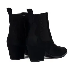Bottines à talon femme 1418 velours noir