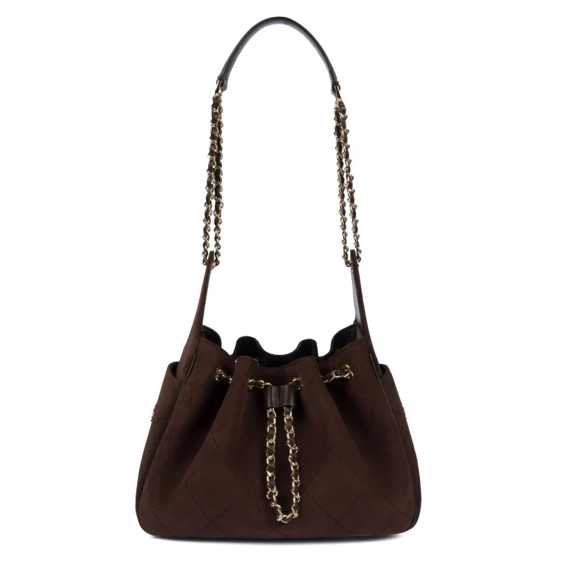Sac à main pour femme 062g en daim chocolat