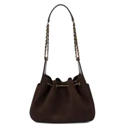 Sac à main pour femme 062g en daim chocolat
