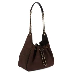 Sac à main pour femme 062g en daim chocolat