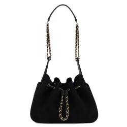 Sac à main pour femme à bandoulière 062g en suède noir