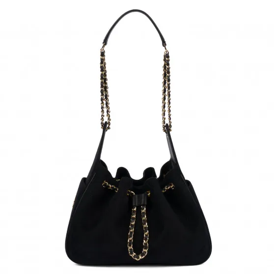 Sac à main pour femme à bandoulière 062g en suède noir