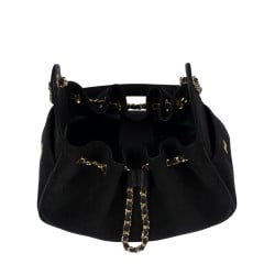 Sac à main pour femme à bandoulière 062g en suède noir