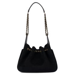 Sac à main pour femme à bandoulière 062g en suède noir