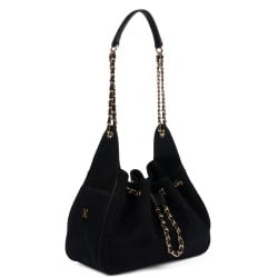 Sac à main pour femme à bandoulière 062g en suède noir