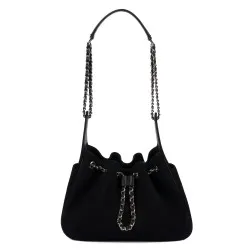 Sac à main pour femme à bandoulière 062g 01 en suède noir