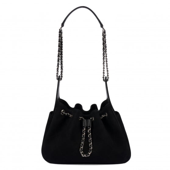 Sac à main pour femme à bandoulière 062g 01 en suède noir