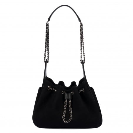 Sac à main pour femme à bandoulière 062g 01 en suède noir