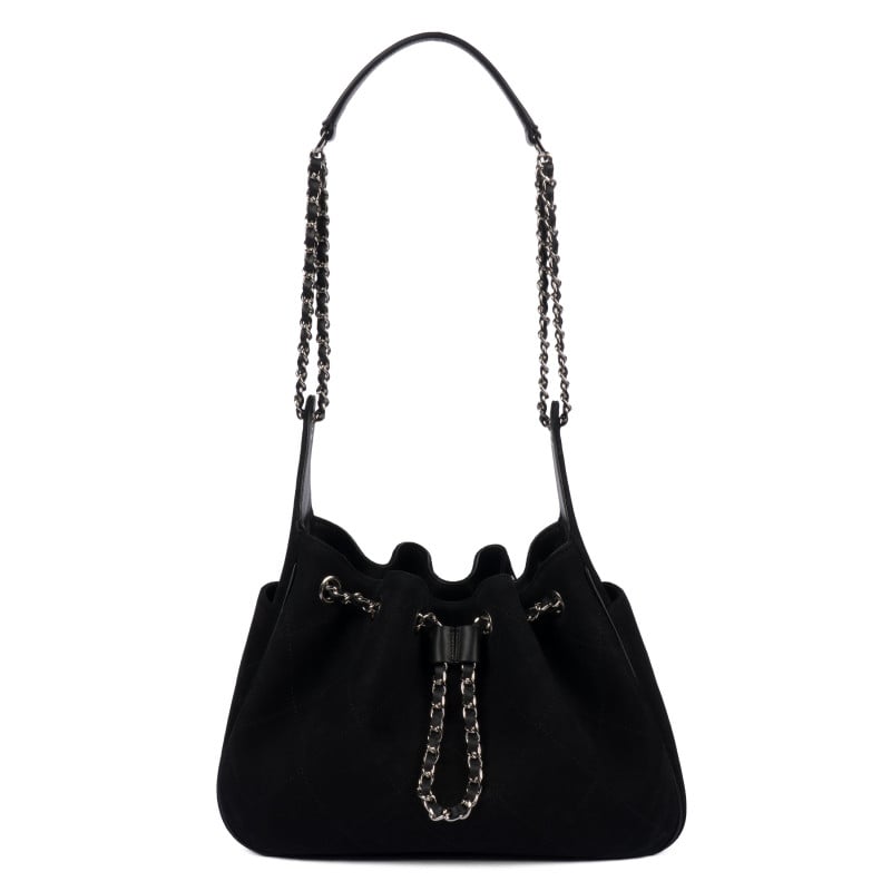 Sac à main pour femme à bandoulière 062g 01 en suède noir