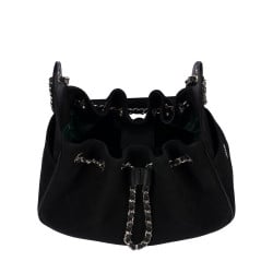 Sac à main pour femme à bandoulière 062g 01 en suède noir