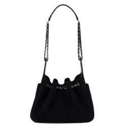 Sac à main pour femme à bandoulière 062g 01 en suède noir