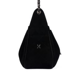 Sac à main pour femme à bandoulière 062g 01 en suède noir