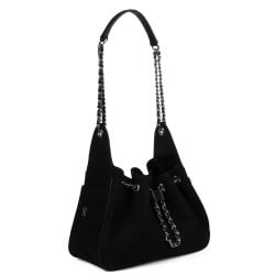 Sac à main pour femme à bandoulière 062g 01 en suède noir