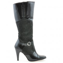 Bottes femme 1109 vernis noir+noir antelope