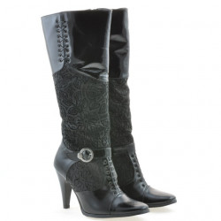 Bottes femme 1109 vernis noir+noir antelope