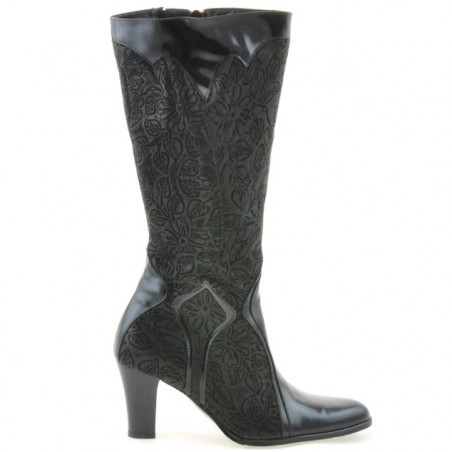 Bottes femme 1111 vernis noir+noir antilope