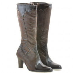 Bottes femme 1111 vernis café+café antelope