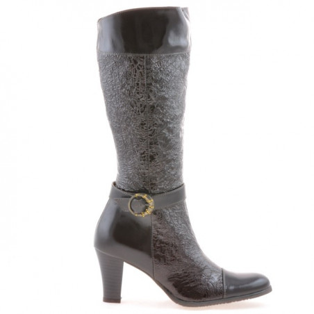 Bottes femme 017 crêpe vernis café