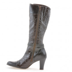 Bottes femme 017 crêpe vernis café