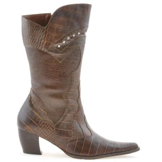 Bottes femme 298 croco cognac