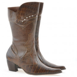Bottes femme 298 croco cognac