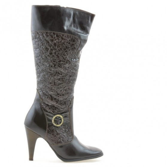 Bottes femme 1108 crêpe vernis café