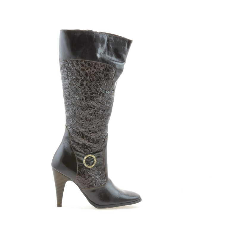 Bottes femme 1108 crêpe vernis café