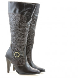 Bottes femme 1108 crêpe vernis café