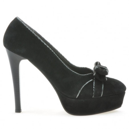 Chaussures élégantes femme 1095 noir antelope+argenté