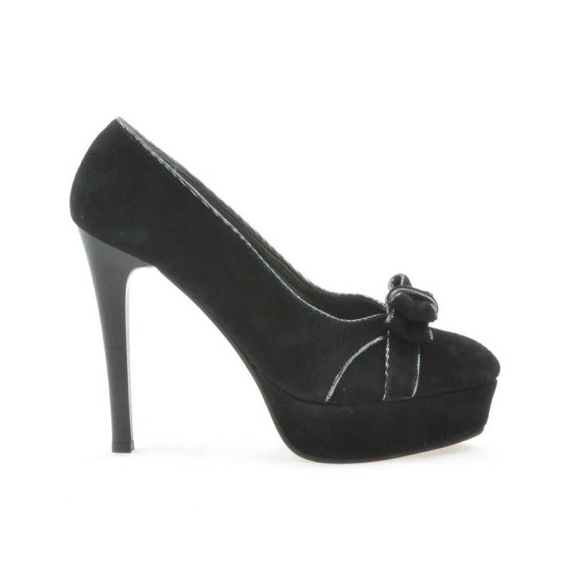 Chaussures élégantes femme 1095 noir antelope+argenté