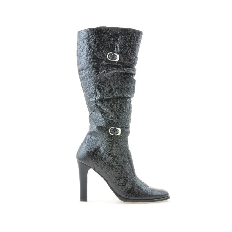Bottes femme 008-2 crêpe laque noir
