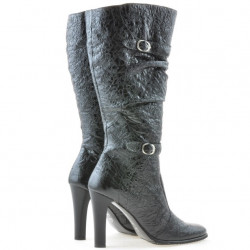 Bottes femme 008-2 crêpe laque noir