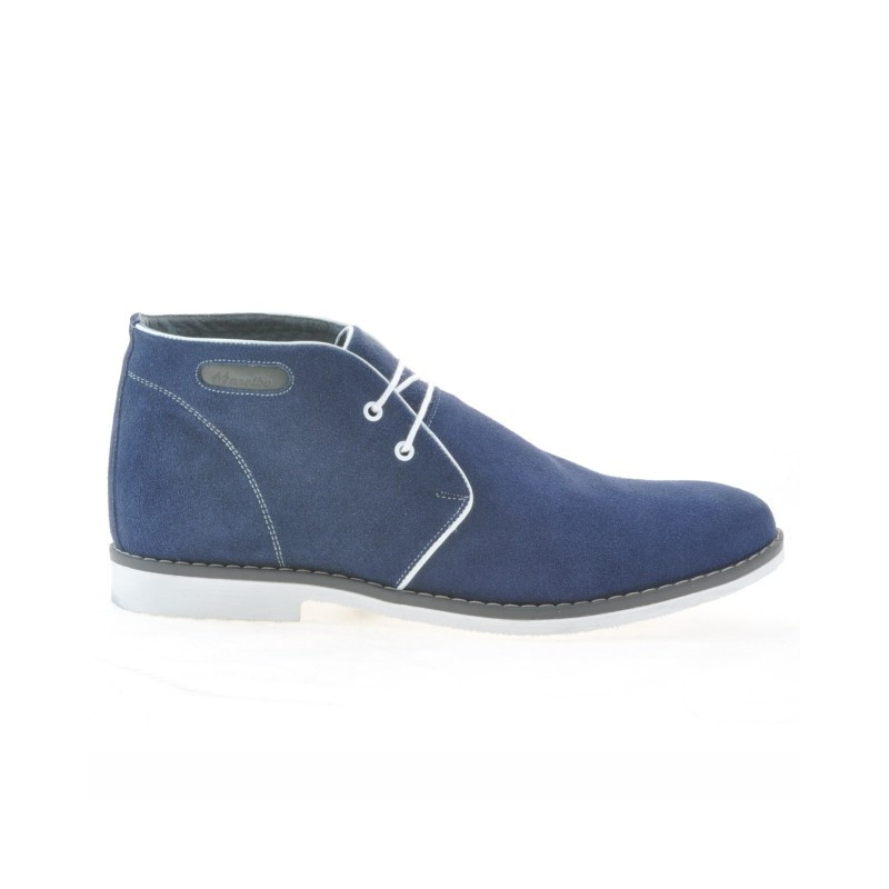 Bottes homme 454 indigo velours+blanc