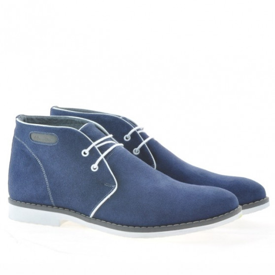 Bottes homme 454 indigo velours+blanc