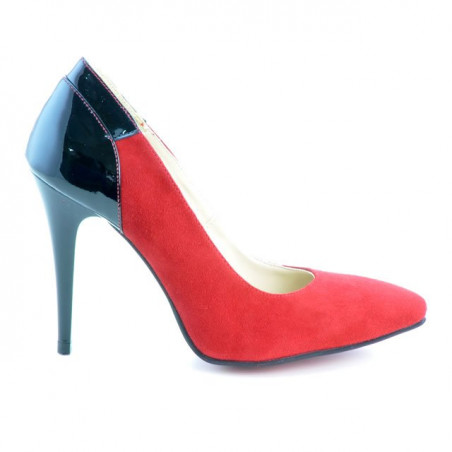 Chaussures élégantes femme 1230 rouge antelope combiné