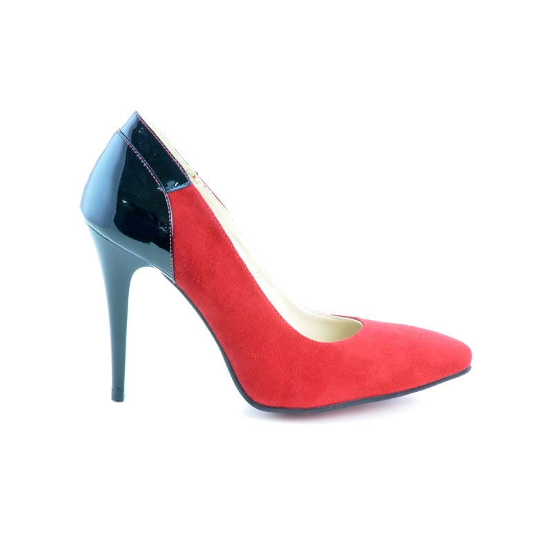 Chaussures élégantes femme 1230 rouge antelope combiné