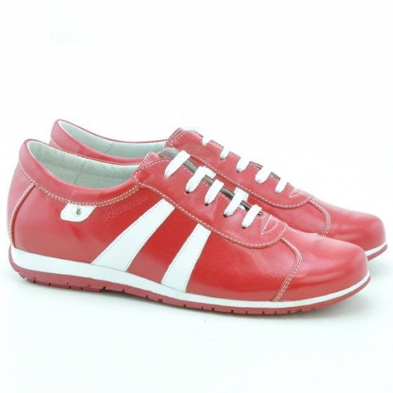 Baskets femme 695 rouge+blanc