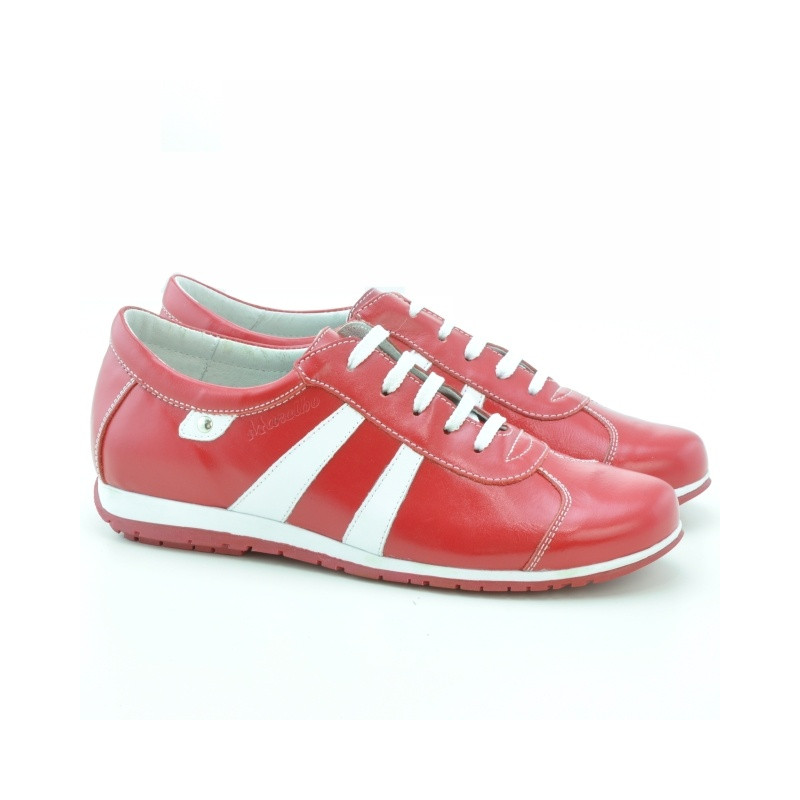 Baskets femme 695 rouge+blanc