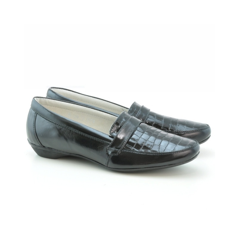 Chaussures casual femme (grandes tailles) 679m croco verni noir