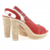 Sandales femme 597 velours rouge